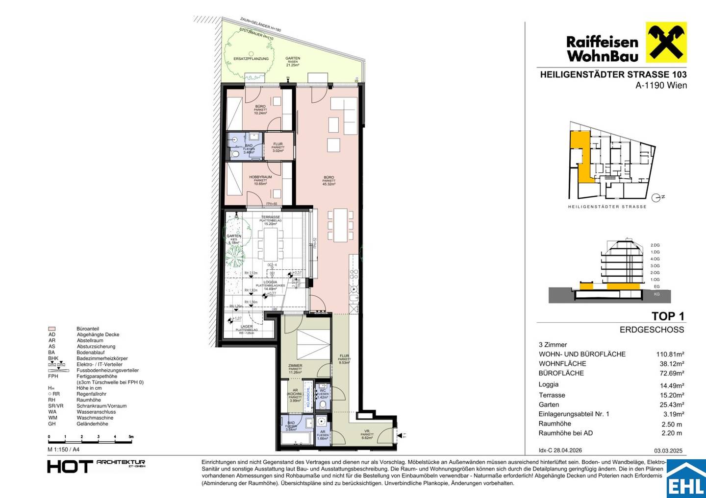 Newly built apartment with terrace and garden