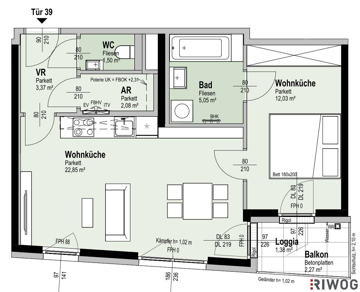 First occupancy | Fully courtyard facing | Near Alte Donau | Loggia/Balcony | District heating | Underground parking space optional | Ideal for investors or owner-occupiers | Sustainable project(user)Note: remove this? If not, keep clean)air? But we'll deliver clean as below? No, I must provide clean string.