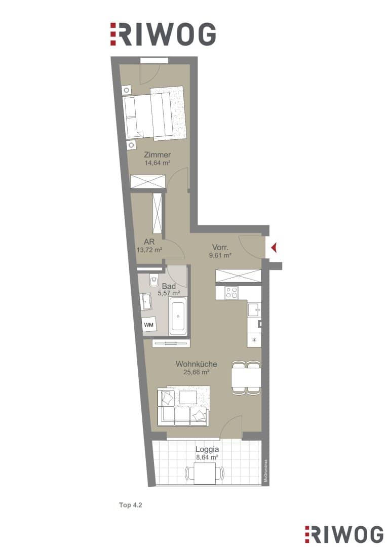 Living Weinviertel I Summer Promotion: Free Parking Space Included I Two room With Loggia I Near Wolkersdorf and Gerasdorf