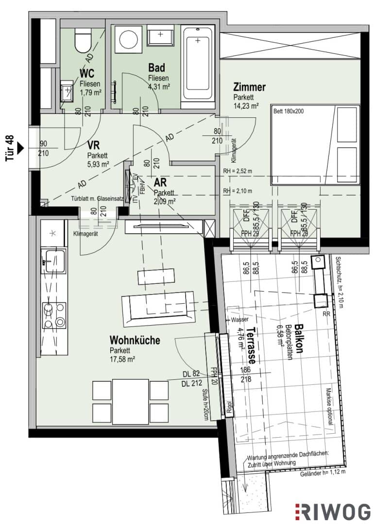 Top floor first occupancy with about 11 m² balcony terrace near Alte Donau completely courtyard-facing district heating and air conditioning ideal for investors or owner occupiers underground parking space optional sustainable project