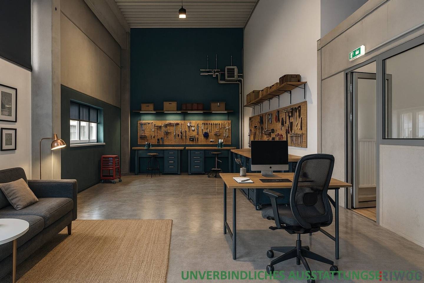 Ground level hall | modern, representative site | usable as workshop, storage or office | heated and with water connection