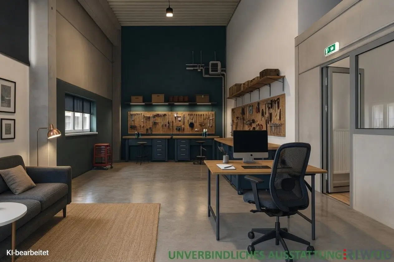 Ebenerdige Halle | modernes, repräsentatives Gelände | nutzbar als Werkstatt, Lager oder Büro | beheizt & mit Wasseranschluss
