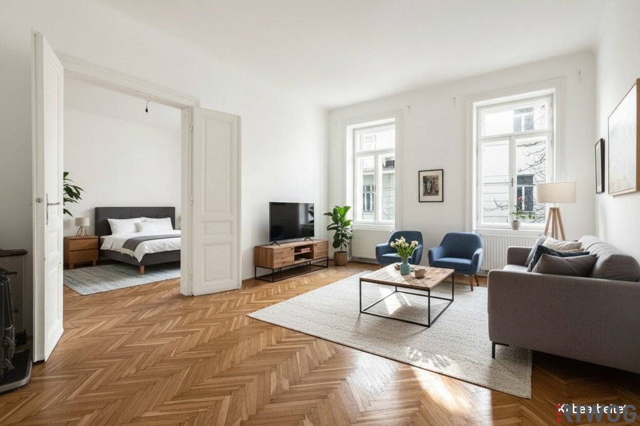 Fully courtyard-facing classic old-building apartment in the Jugendstil jewel Schottenfelder Hof | View into the green inner courtyard | Also ideal for shared living! (Note: No extraneous content)