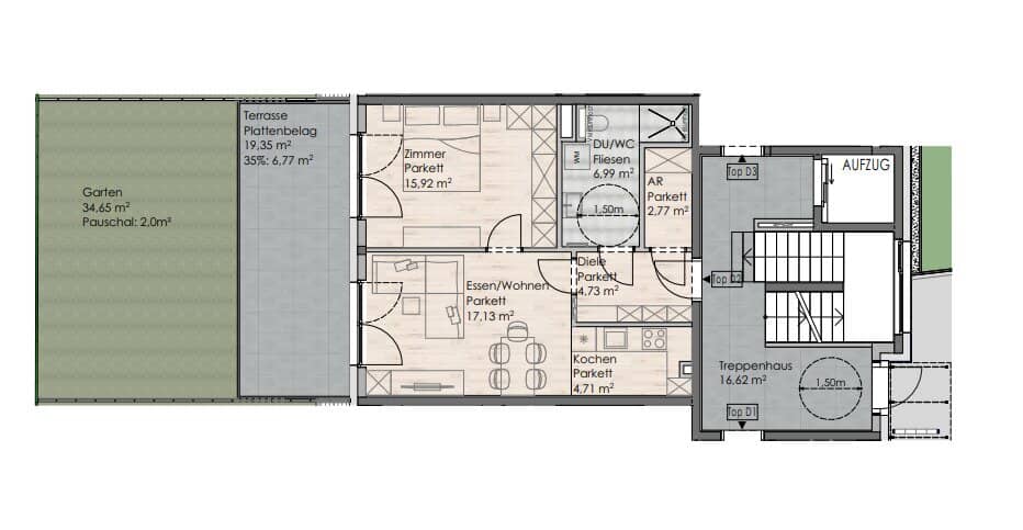 2-room garden apartment Top D2