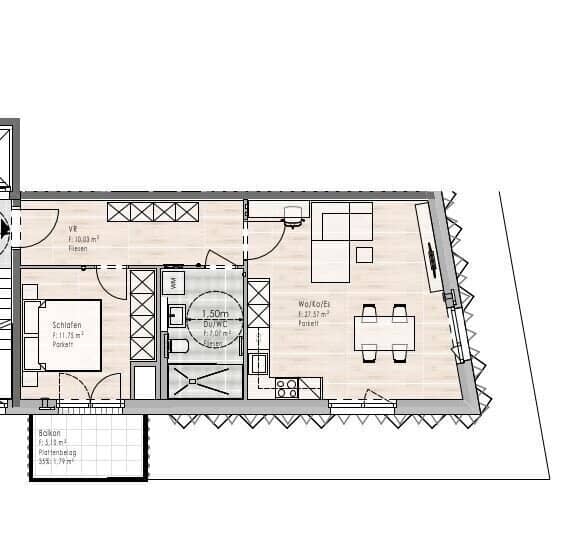 MODERNE 2-ZIMMER-WOHNUNG IM 1.OG