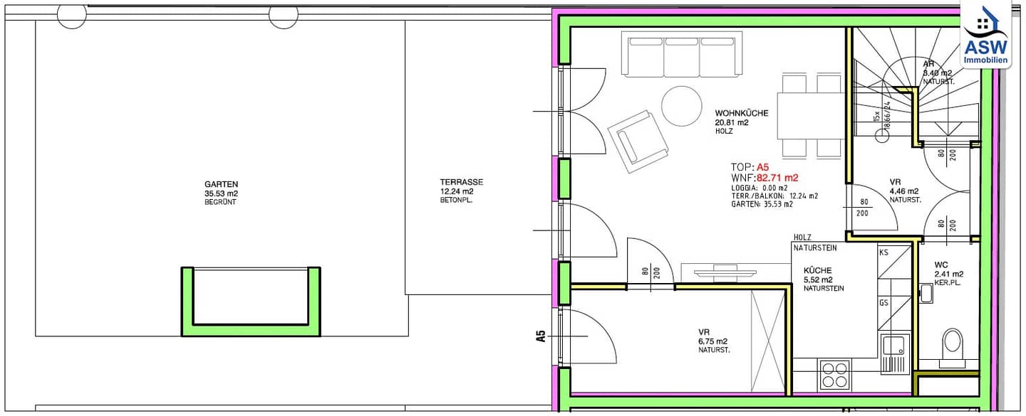 Bürowidmung: Tolle 3-Raum-Maisonette mit Terrasse und Garten