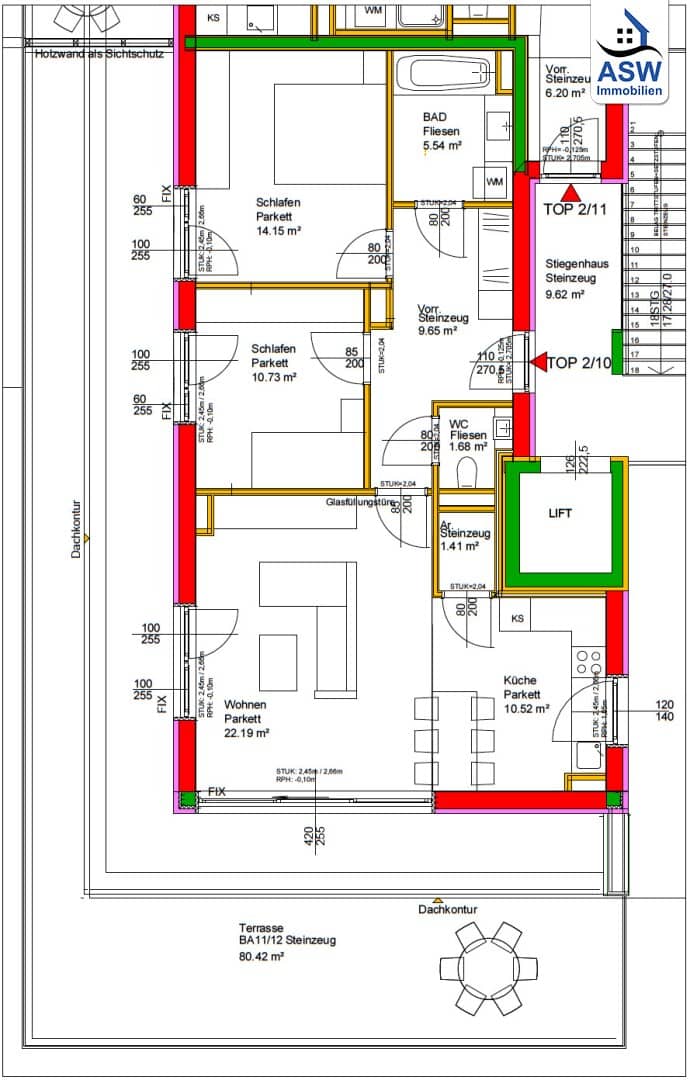 First class 3 room apartment with approximately 80 m² roof terrace in a central location temporarily rented