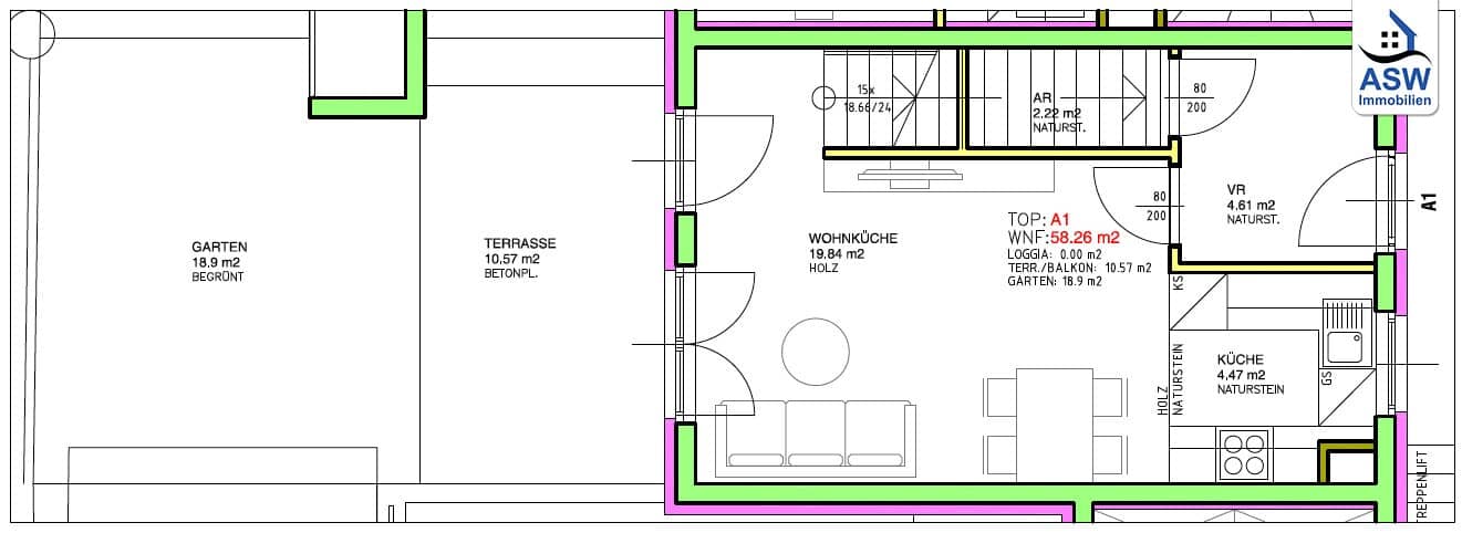 Bürowidmung: Beautiful two room Maisonette with Terrace and Garden