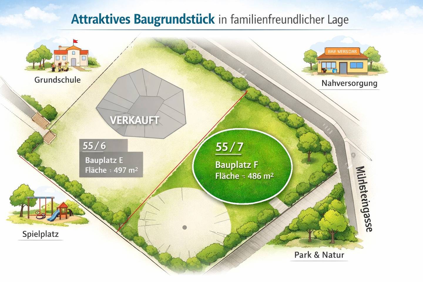 Aufgeschlossener Baugrund in 2301 Groß Enzersdorf - Ortsteil Mühlleiten