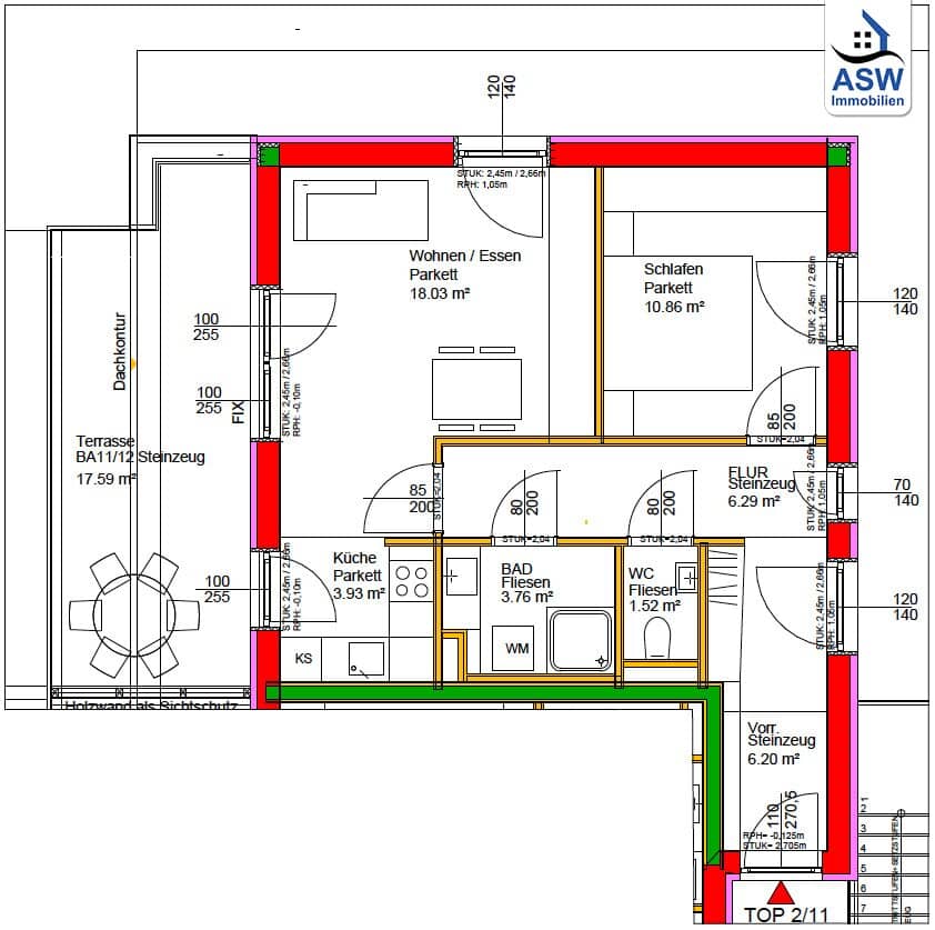 Beautiful 2 room apartment with large terrace in central location