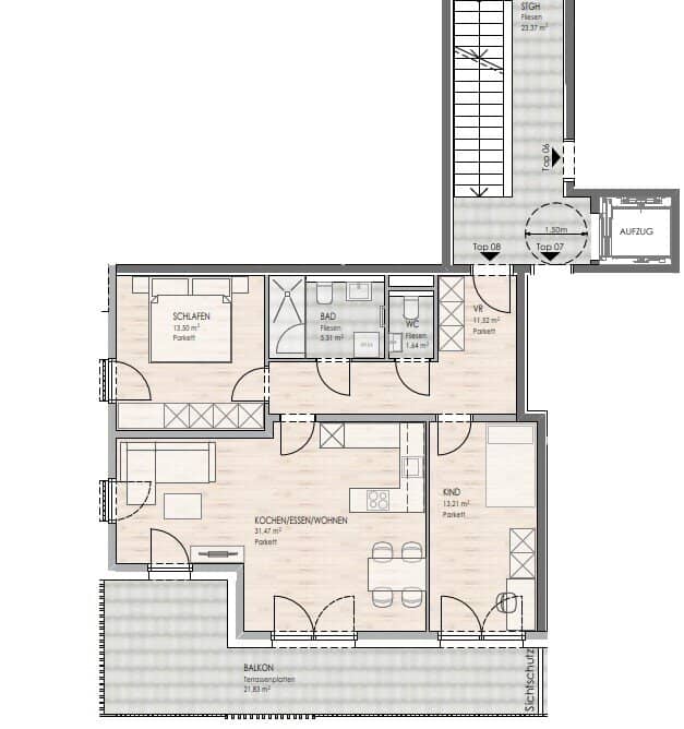 DAS LIMBERG | Where history continues to live: 3-room apartment on the 1st floor, TOP 08