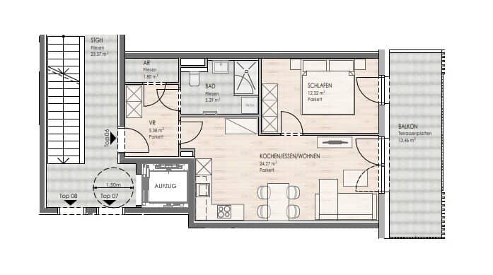 DAS LIMBERG | Where history lives on: 2 room apartment on the 1st floor, TOP 06