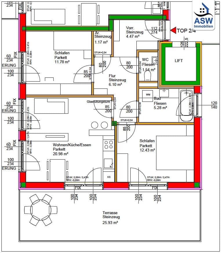Perfectly laid out 3 room apartment with a large terrace in a central location temporarily rented