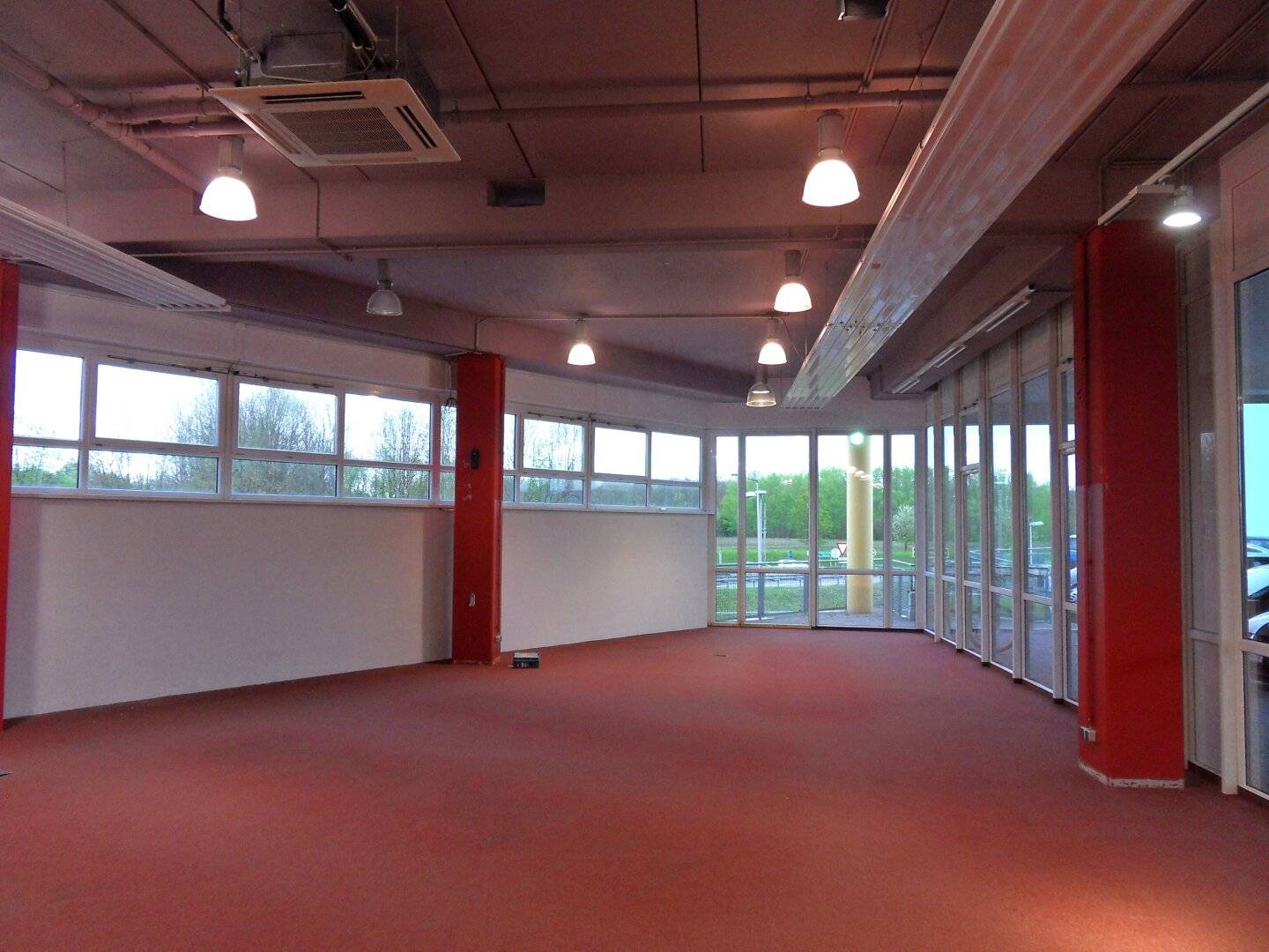 Commercial premises, large window displays, near airport