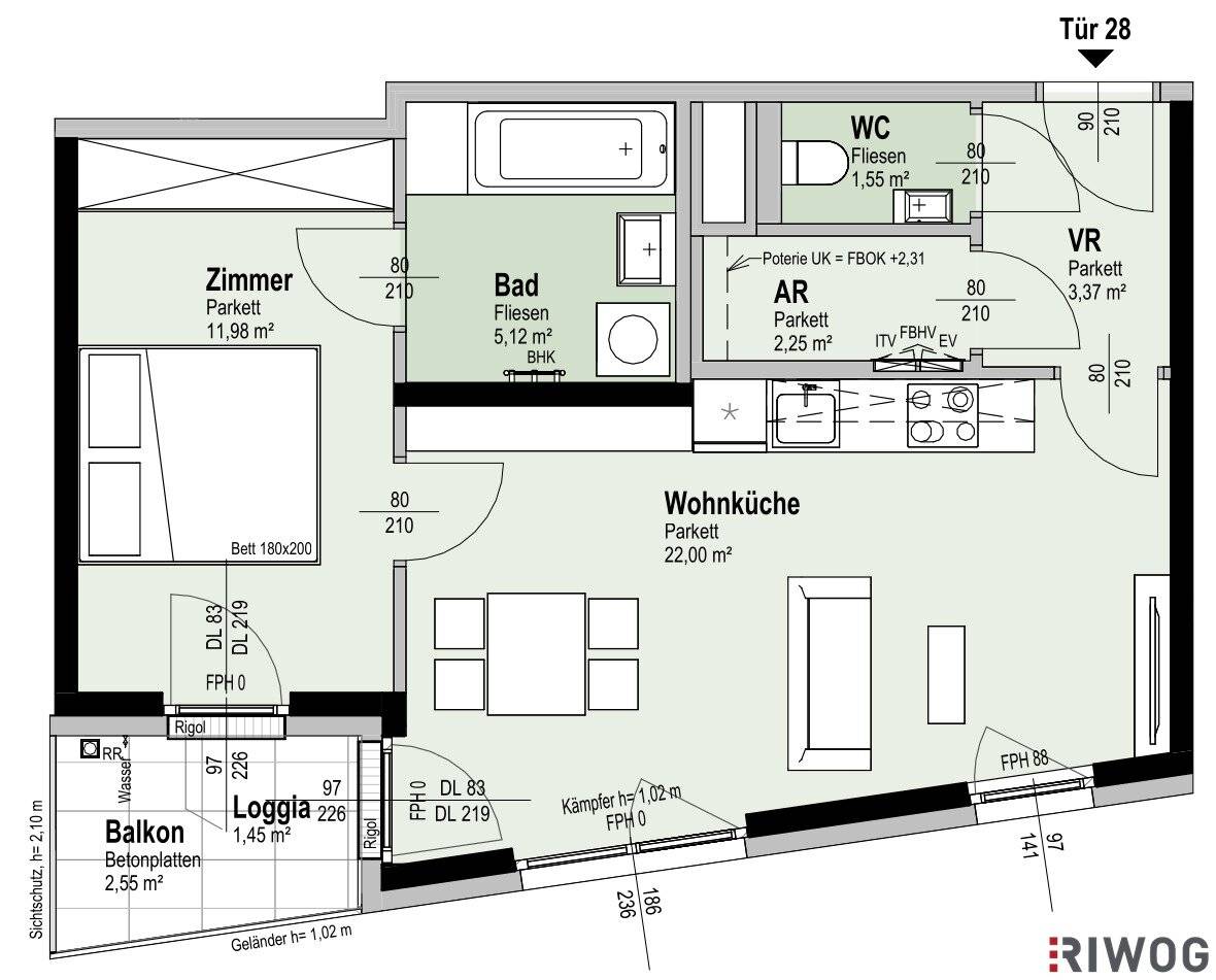 First occupancy with loggia or balcony near Alte Donau courtyard facing on the 4th floor district heating underground garage parking space optional ideal for investors or owner occupiers sustainable project