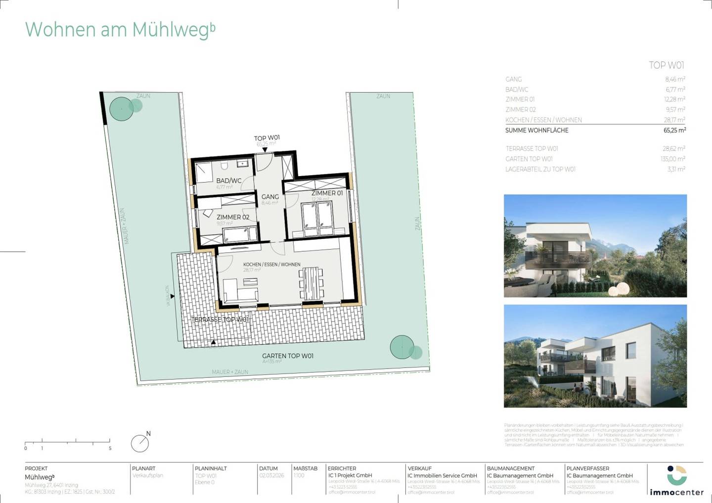 3 room apartment Top W01 Mühlwegᵇ 6401 Inzing