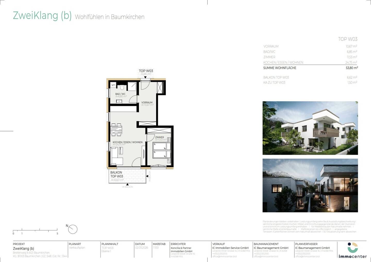 2 bedroom apartment Top W03, ZweiKlang (b), 6121 Baumkirchen