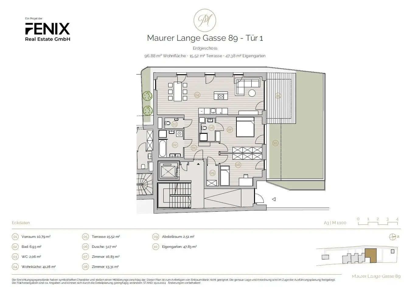 New build apartment garden terrace Maurer Hauptplatz