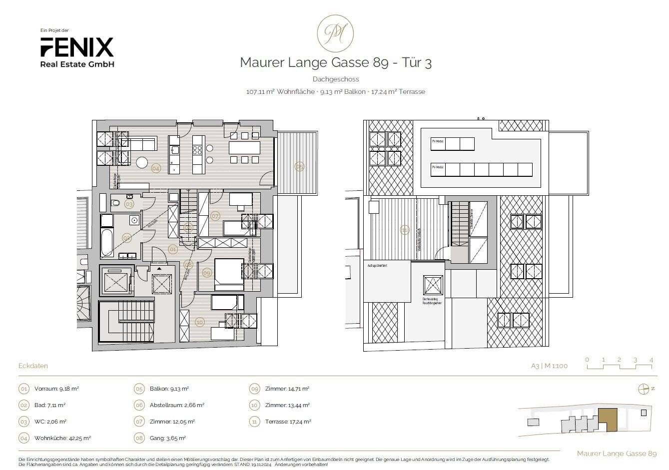 Dachgeschosswohnung mit Dachterrasse und Balkon