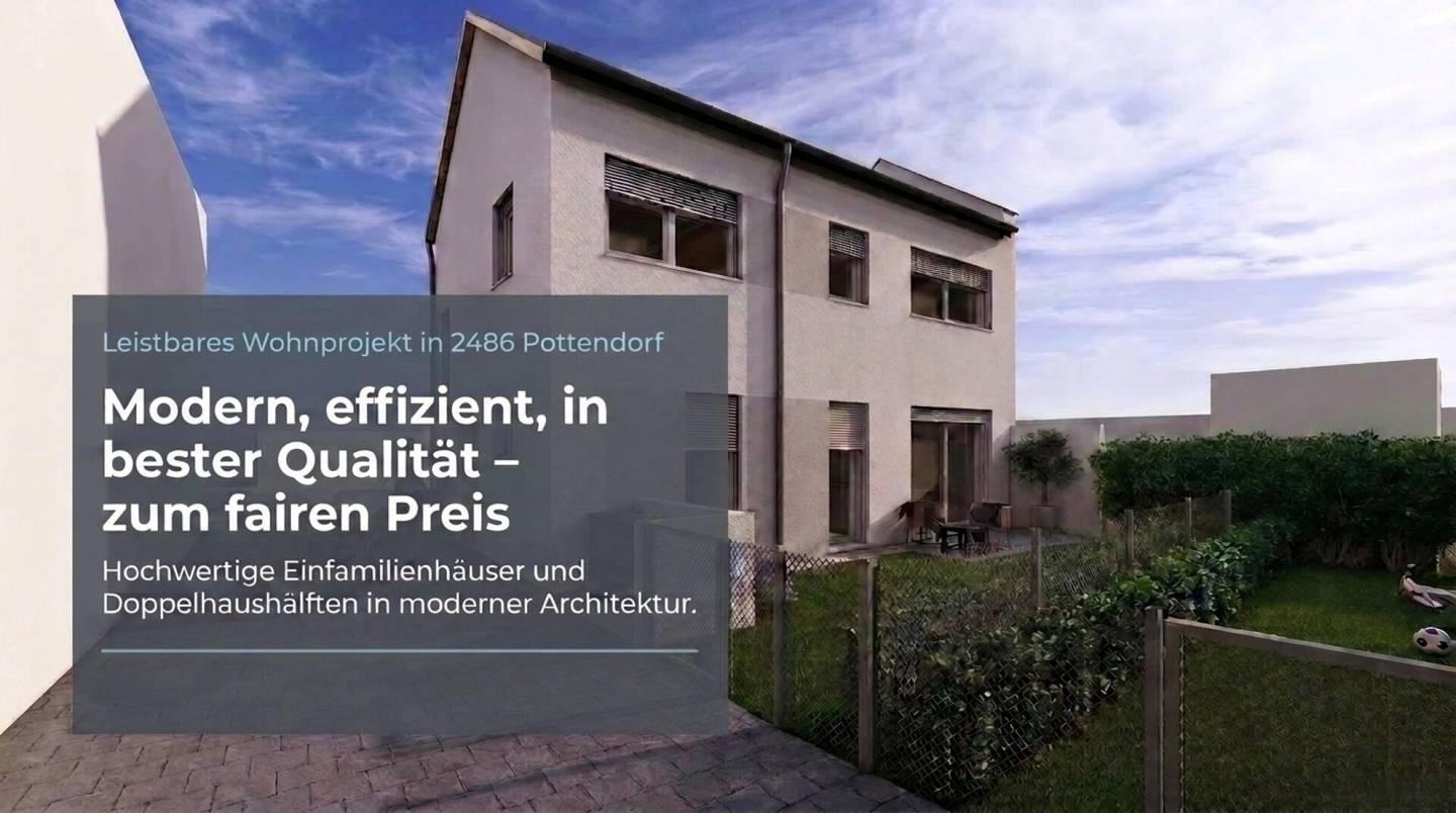 Affordable, Modern Single-Family House with Private Garden, Shell Condition, Air Heat Pump, 2 Parking Spaces