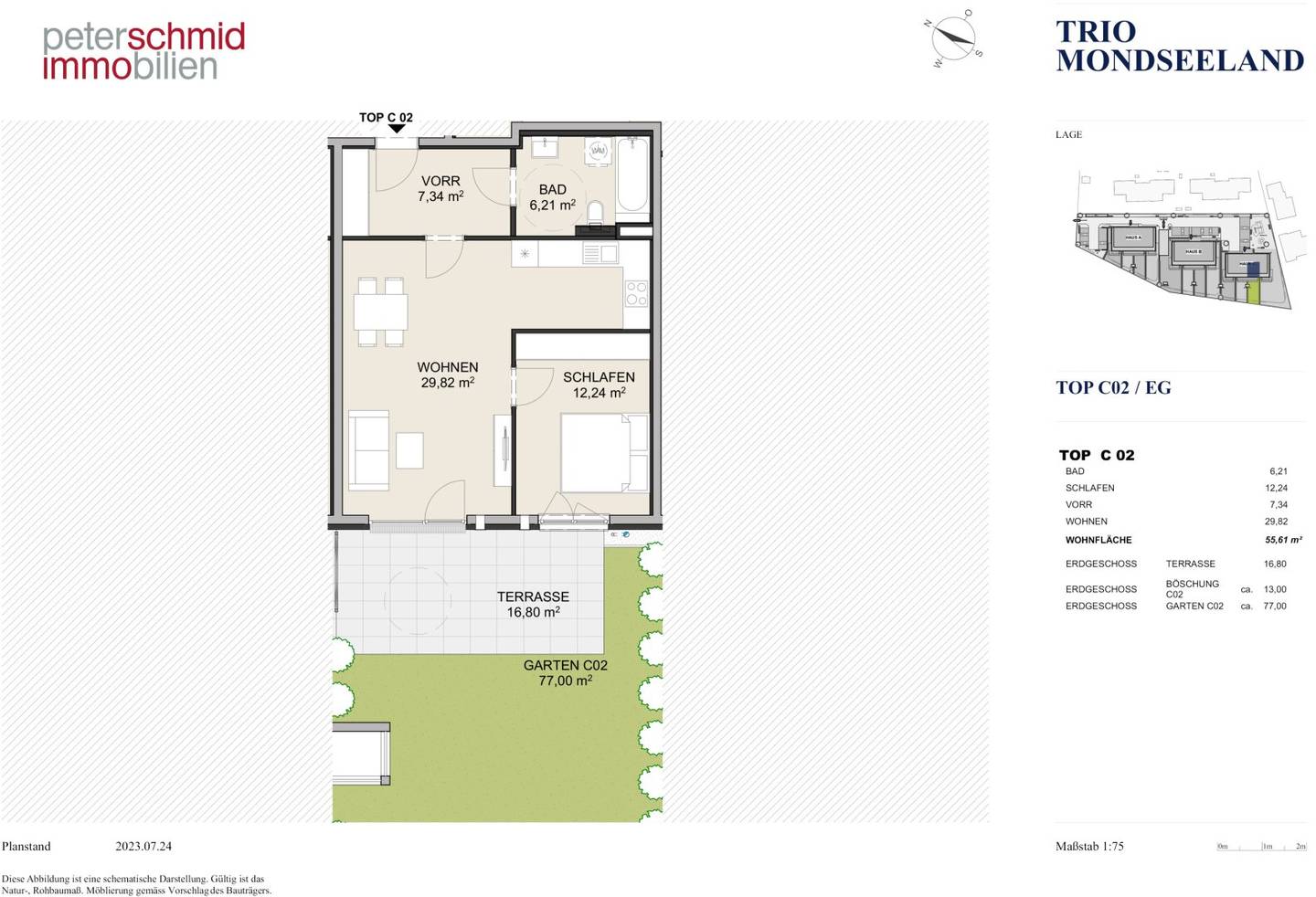 TRIO - BEZUGSFERTIG SOMMER 2026 -  PROVISIONSFREI! Mondsee 2 Zi. Gartenwohnung mit ca. 90 m² Garten - BAURECHTOBJEKT