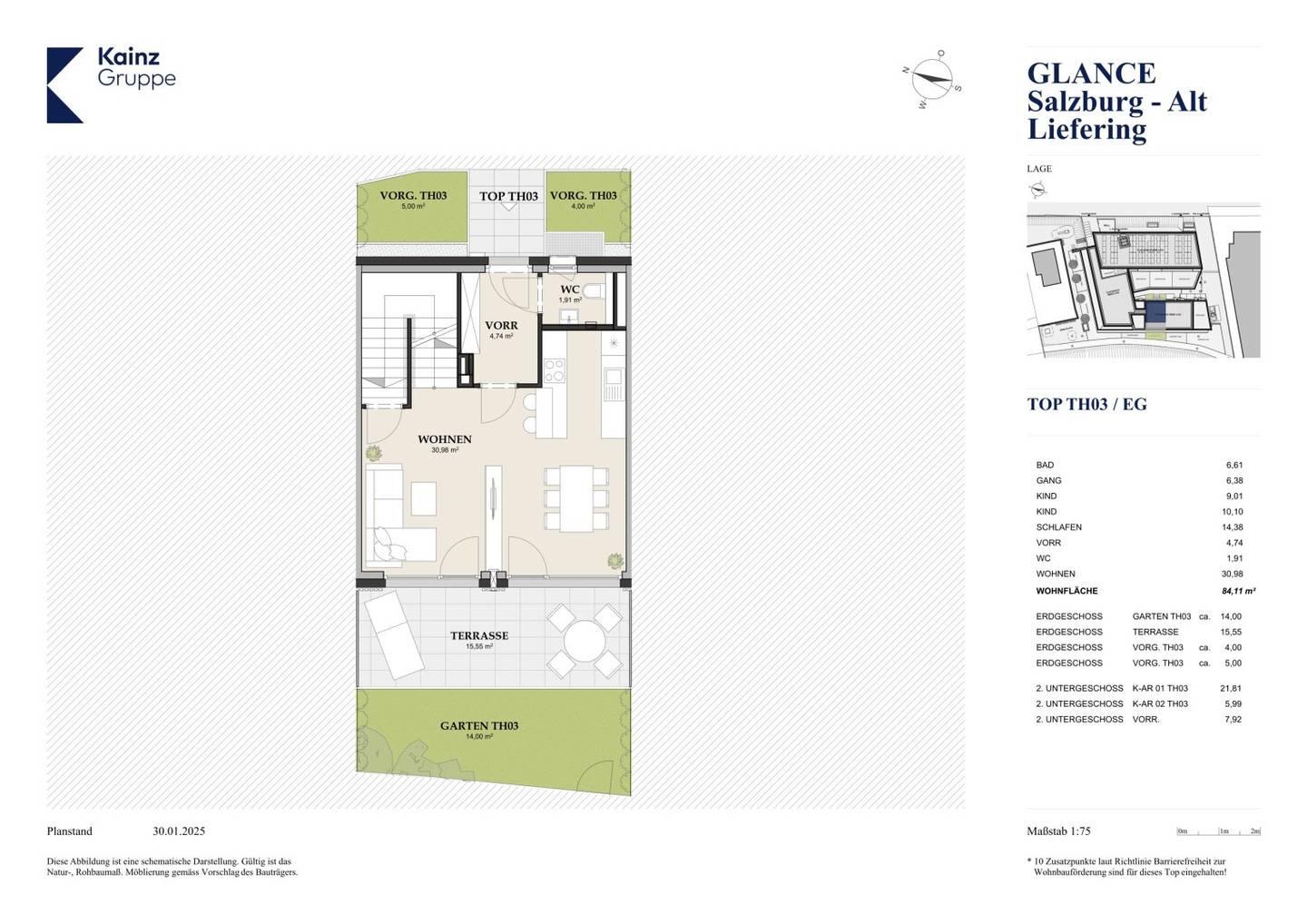 Exclusive four room new build townhouse in Salzburg Alt Liefering commission free with garden terrace underground garage Full housing subsidy