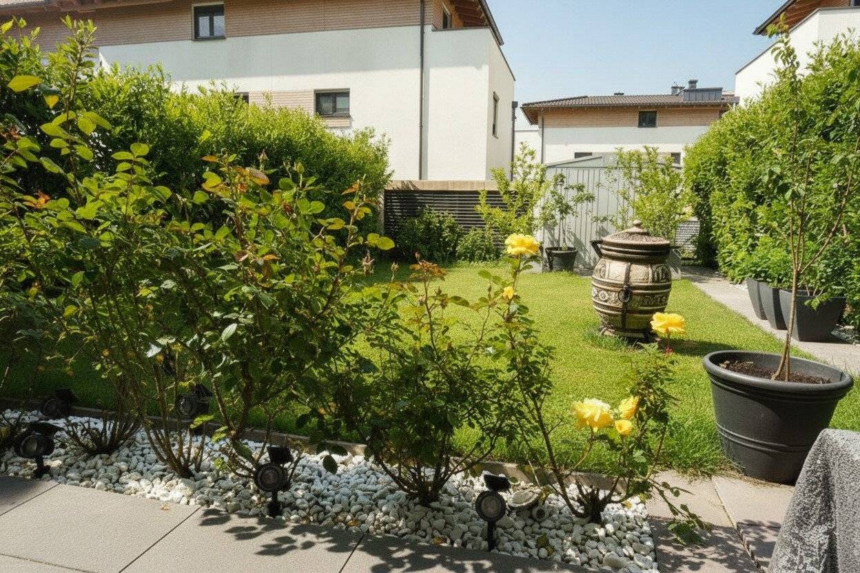 HOUSE IN THE HOUSE! Like-new 4-room maisonette apartment with garden, terrace and 2 underground parking spaces