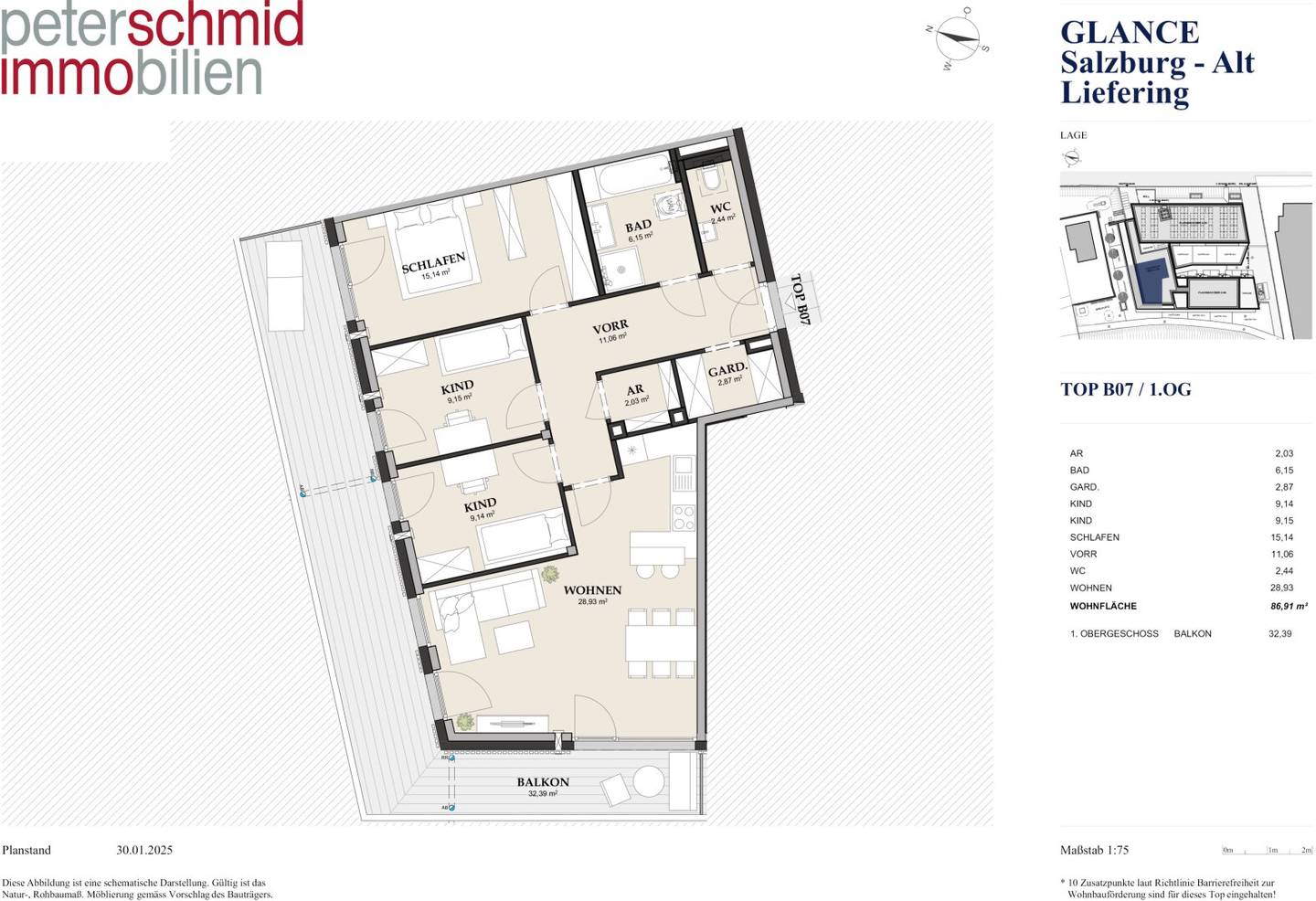 Commission-free new build 4 room apartment in Salzburg City Alt Liefering with large balcony 32 m², underground garage and elevator Full housing subsidy