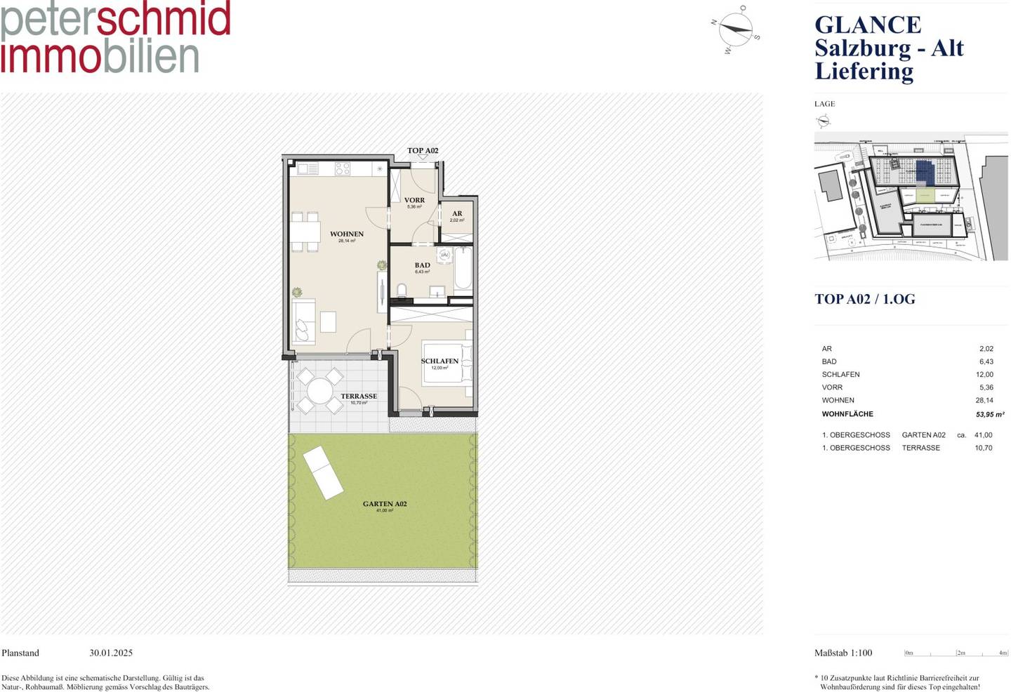 No commission New build two room apartment in Salzburg Stadt Alt Liefering with terrace garden underground garage and lift Full housing subsidy