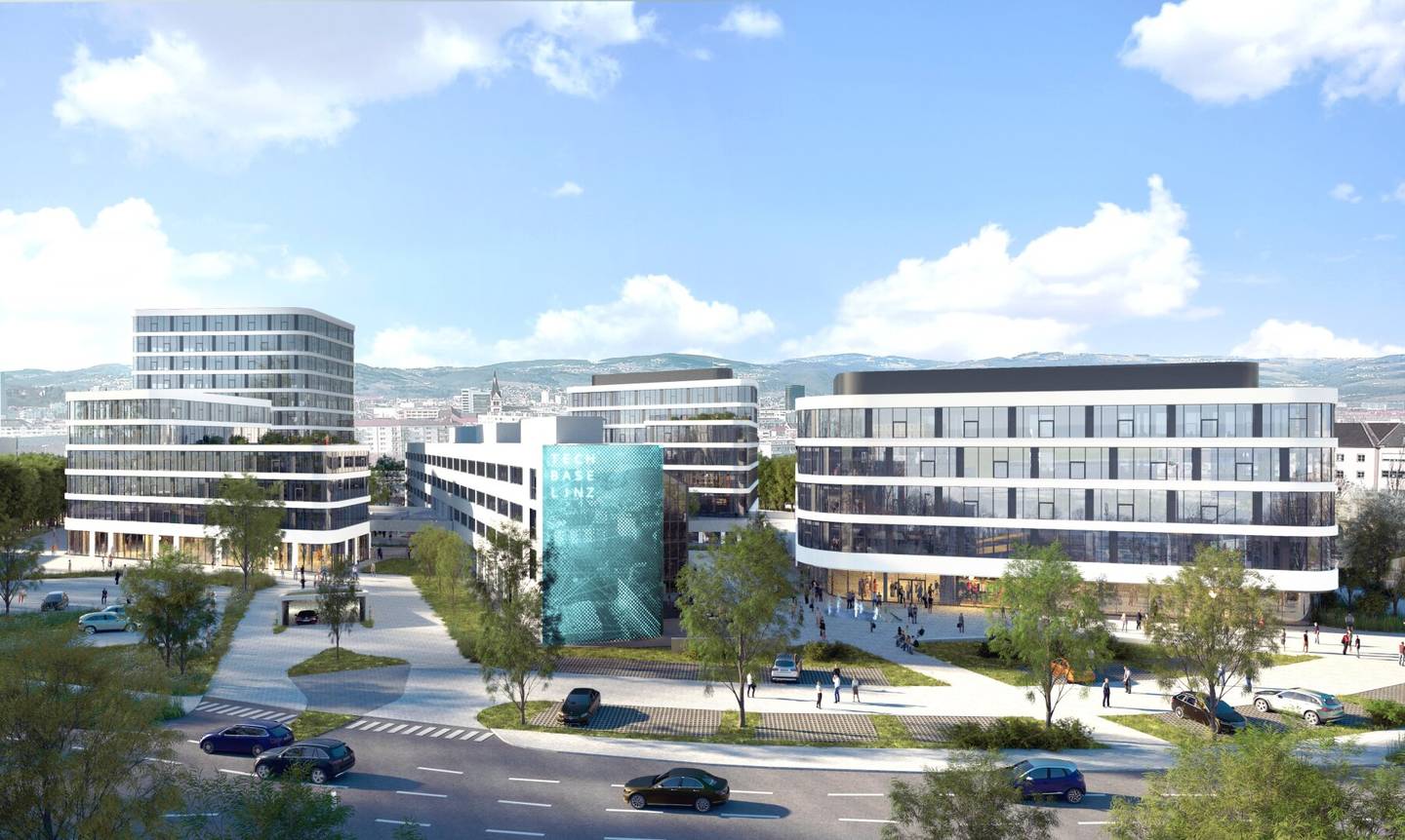 Available office spaces at the TECHBASE LINZ campus from 400 m² ÖGNI Gold certificate