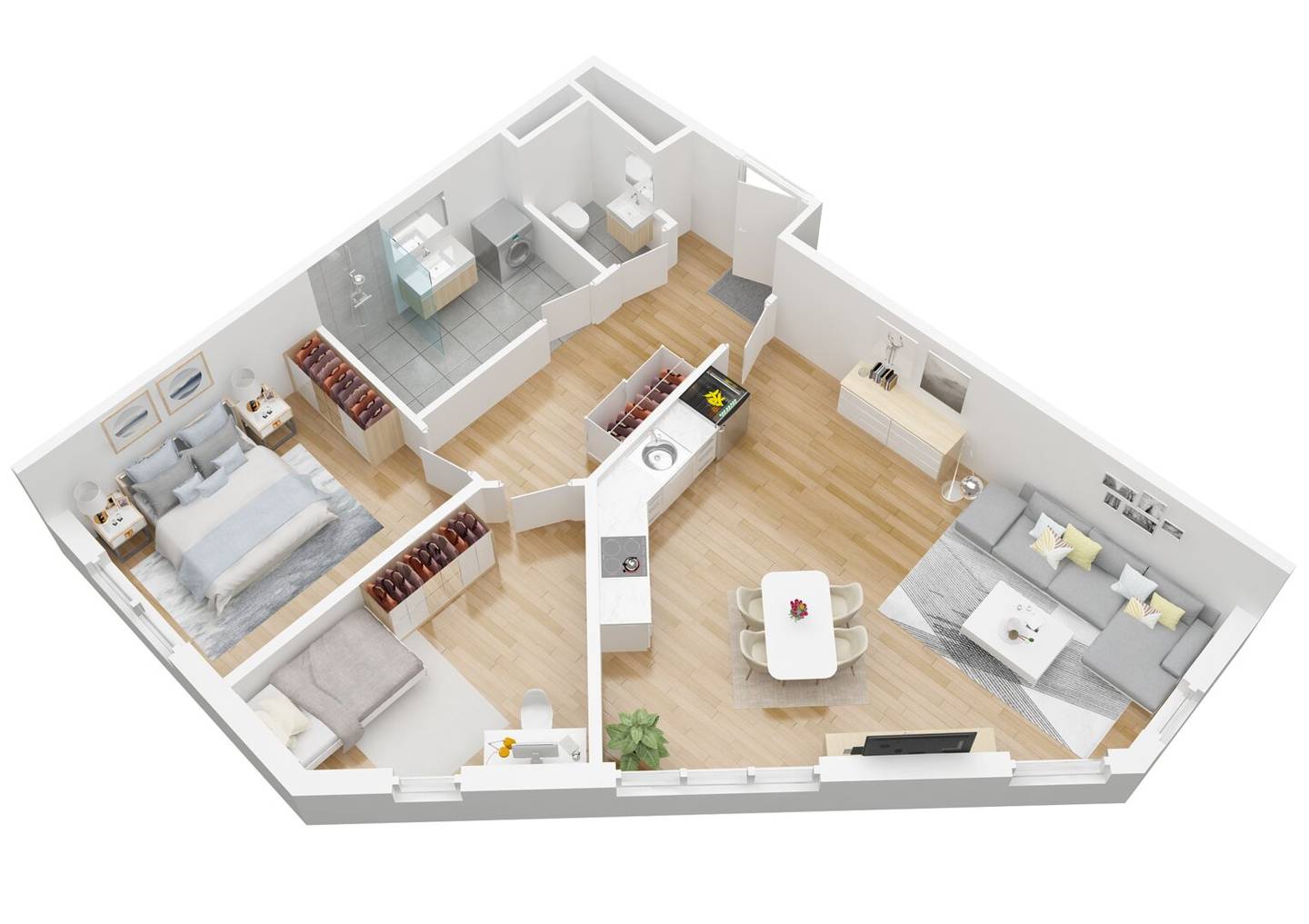 Investment - Very well laid out 2 1/2 room apartment with 69.32 m² living area (Top 11)