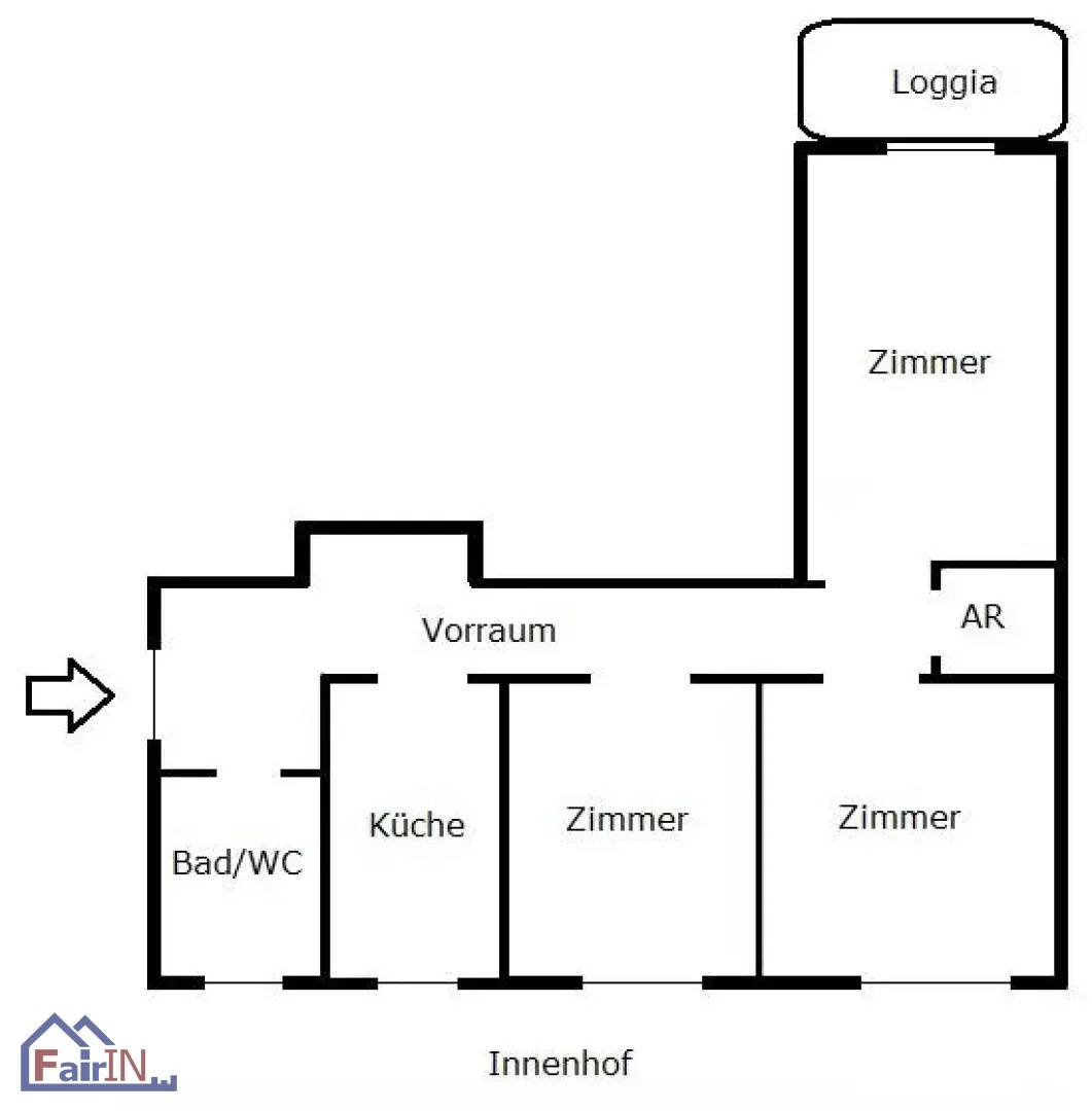 Dreamlike 3 room apartment in 1070 Vienna in need of renovation with loggia
