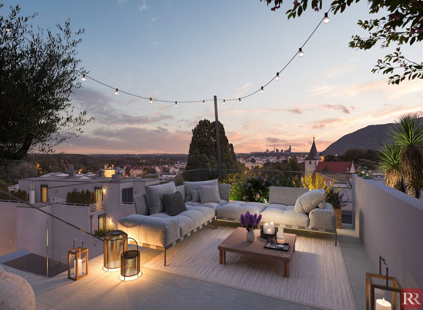Panorama Terrassenresidenz über den Dächern von Klosterneuburg