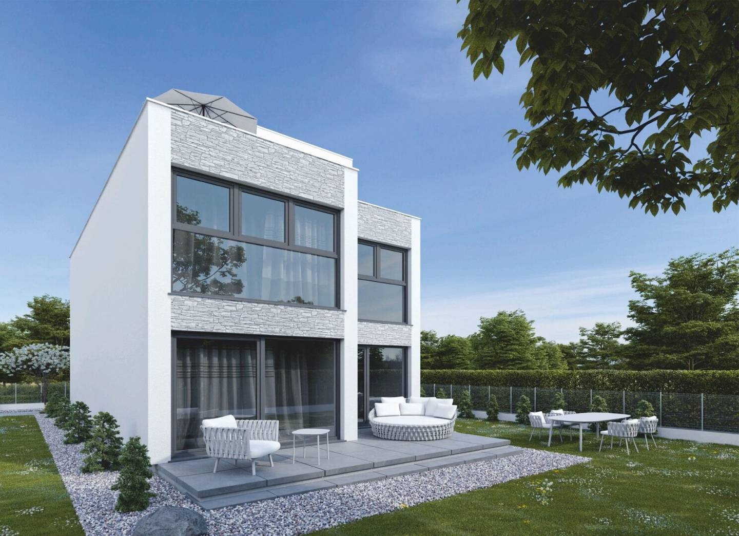New Build Oberwart | Semi detached house with garden, pool and distant view