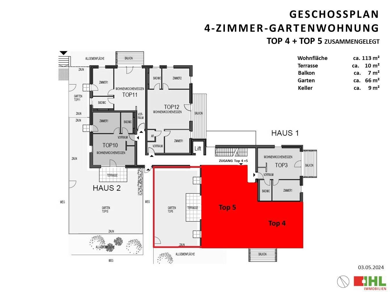 Top 4+5 4-room garden level