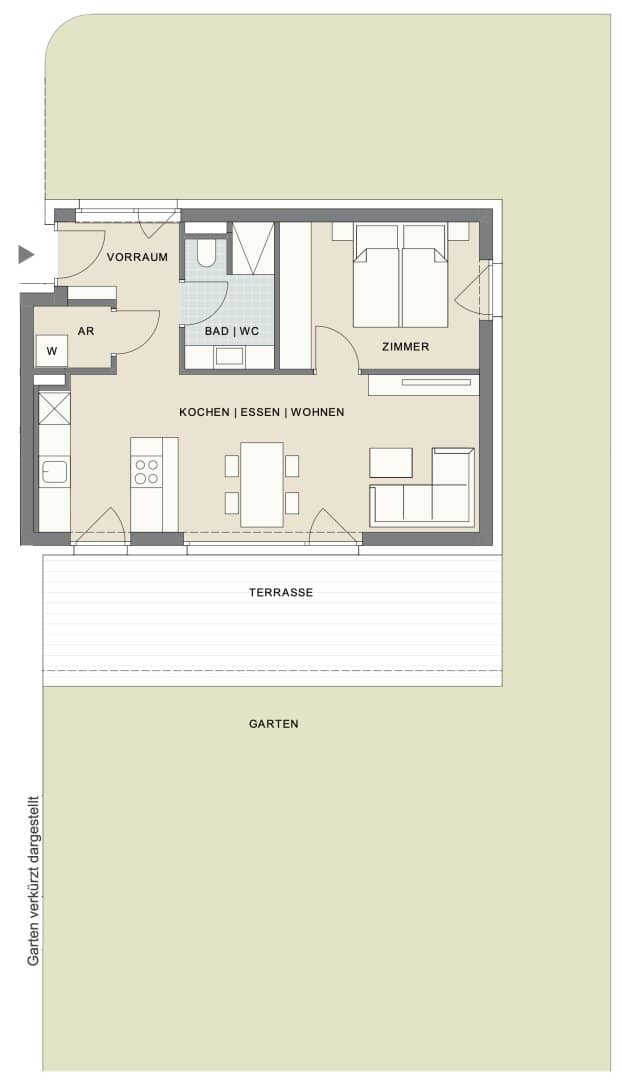 Cozy two room apartment with terrace and garden paradise