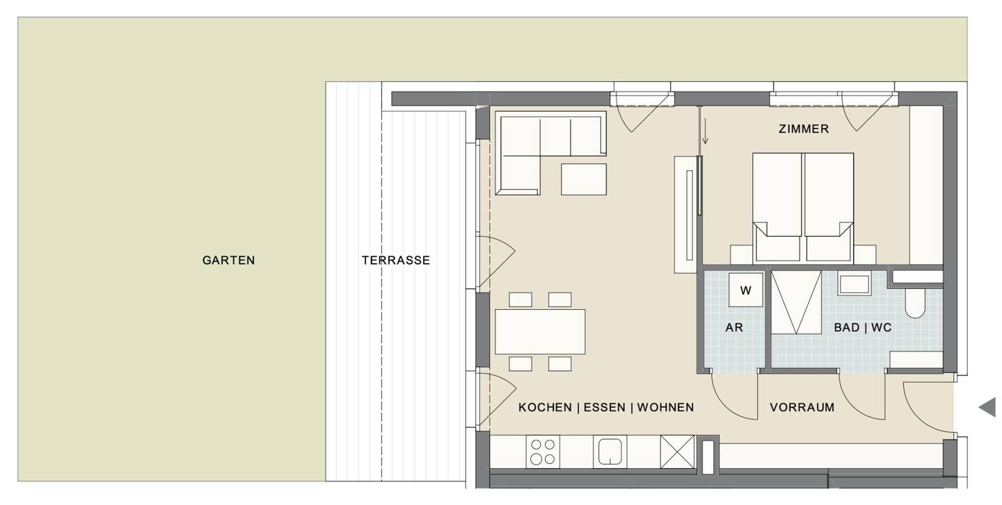 Stylish living: Dreamlike ground floor apartment with garden