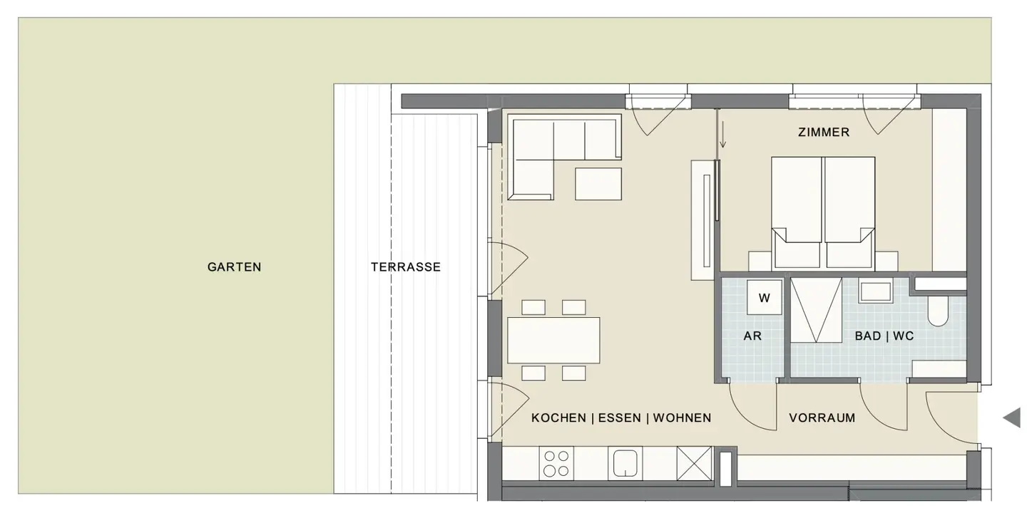 Stylish living: Dreamlike ground floor apartment with garden