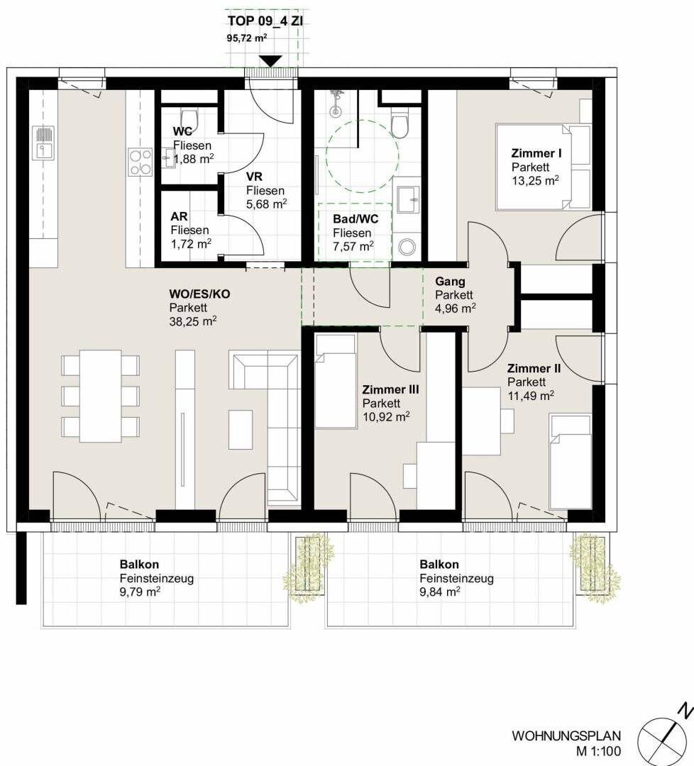 Familienfreundlich in Andritz – 4-Zimmer-Wohnung mit zwei Balkonen
