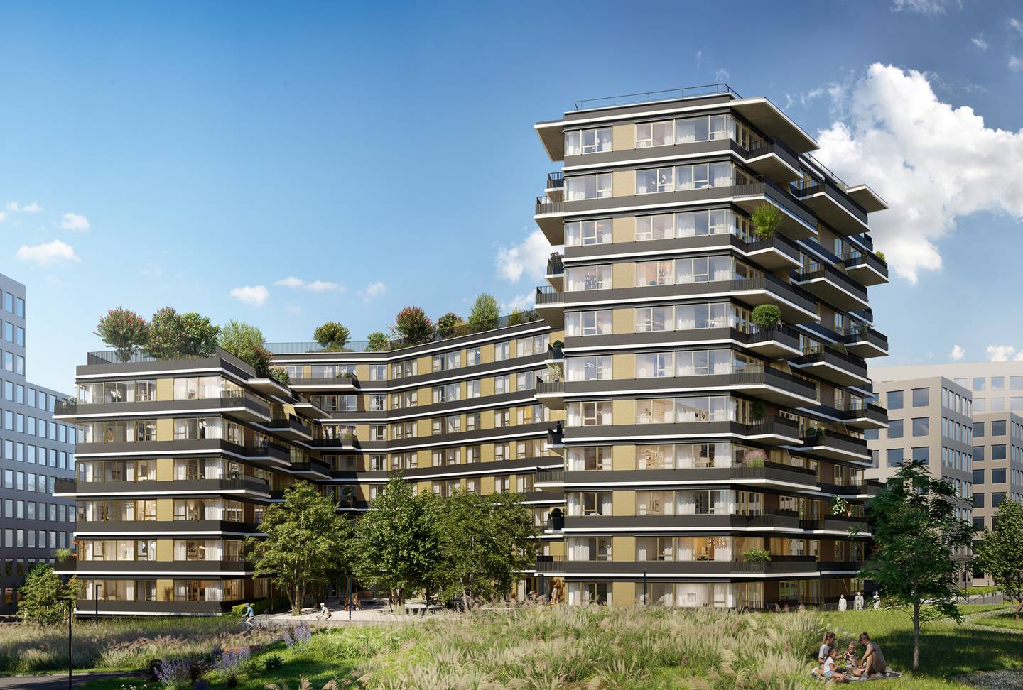 Erstbezug Wohnung Bert Brecht Park zwei Balkone