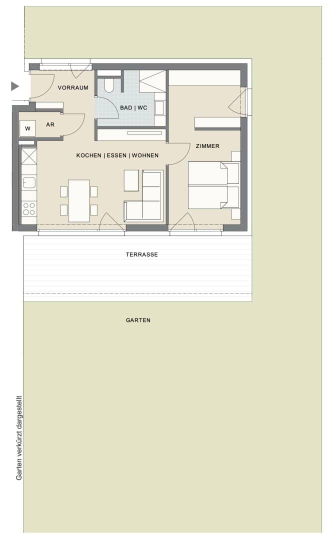 Klein aber fein: Charmante Wohnung mit sonniger Terrasse und großem Garten