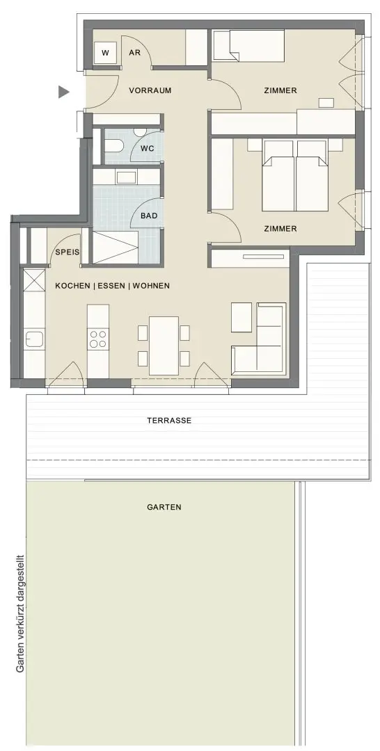 Quiet living: Charming 3-room apartment with garden
