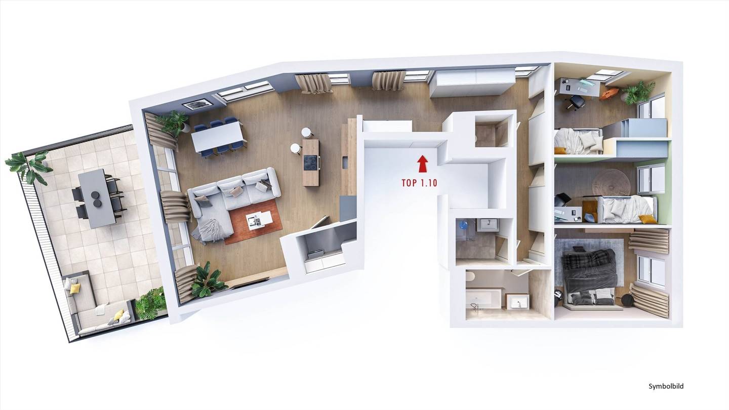 Wunderschöne Dachgeschoßwohnung mit großer Terrasse - Top 1.10