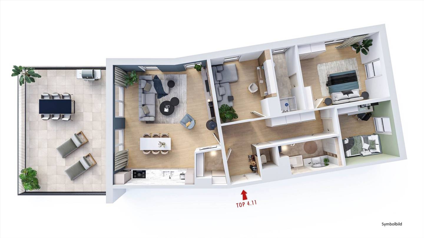 4 room apartment with terrace on the south slope Top 4.11