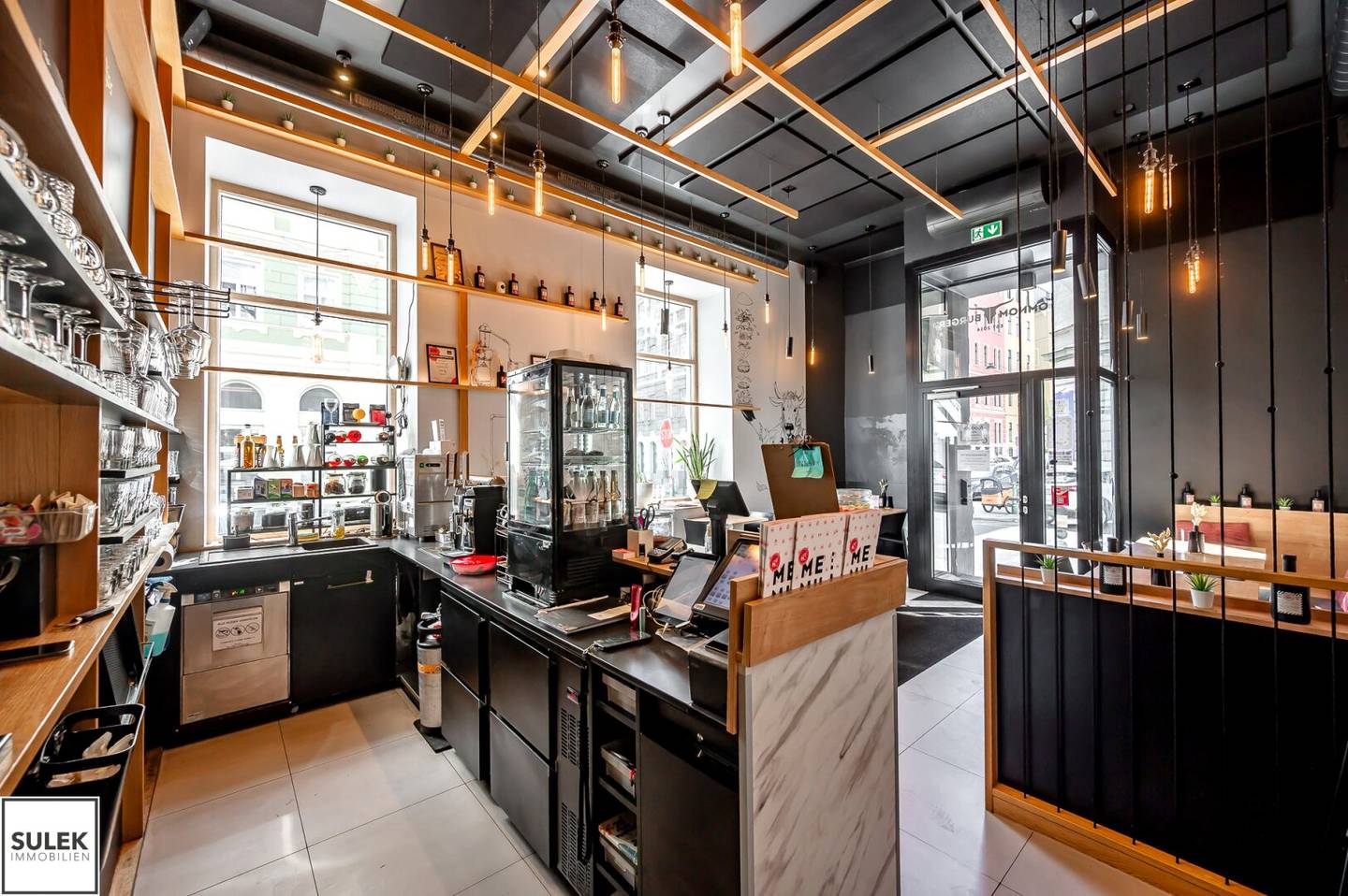 Modern gastronomy business (restaurant) with outdoor seating near Volksoper