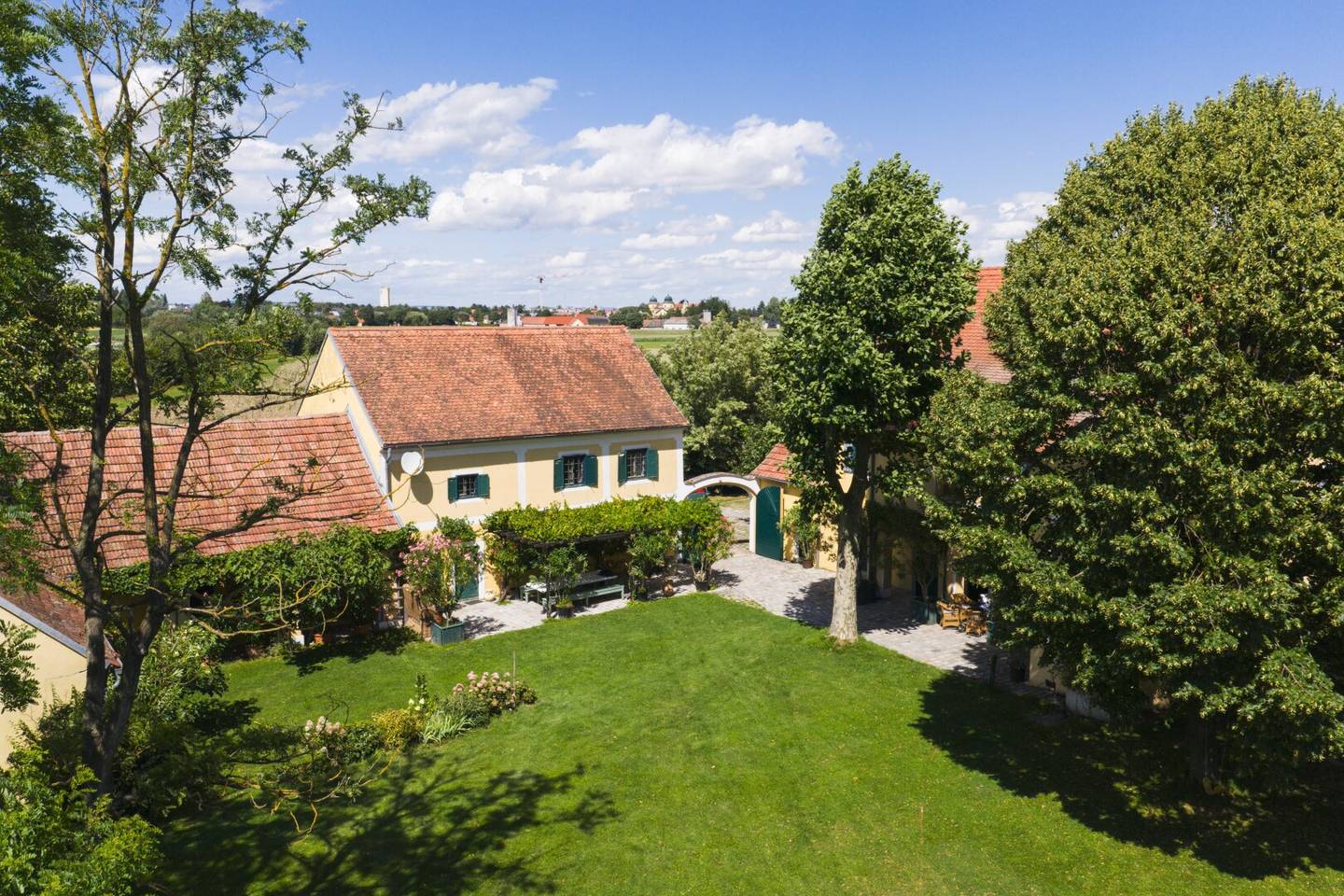Historic mill amidst meadows and fields, not far from Vienna