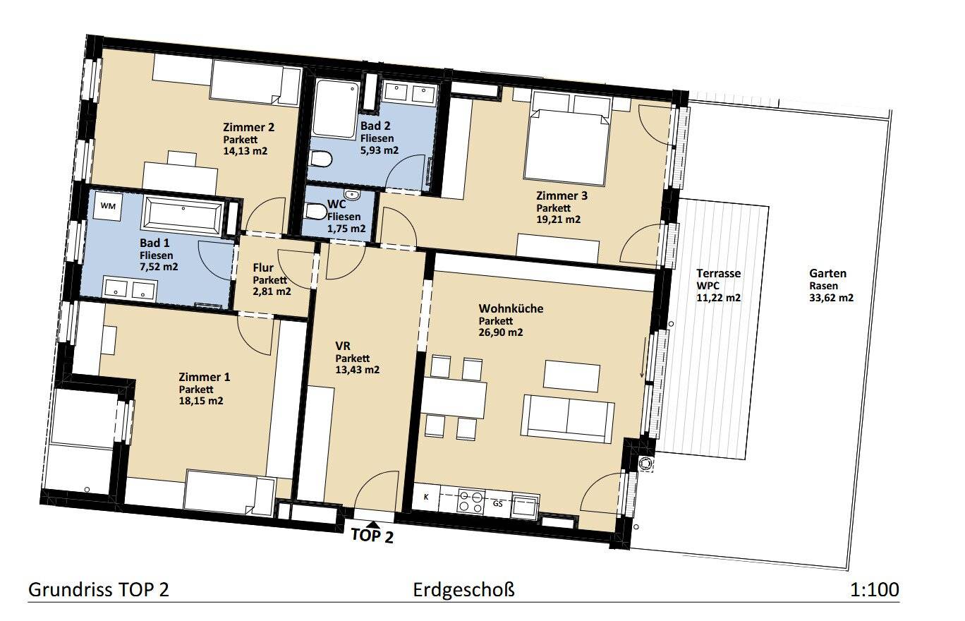 Gartenwohnung - Neu - Korneuburg - Zentrale Lage - Altbau + Zubau + DG Ausbau + Tiefgarage mit 16 Stellplätzen - Provisionsfrei für Sie als Kunde