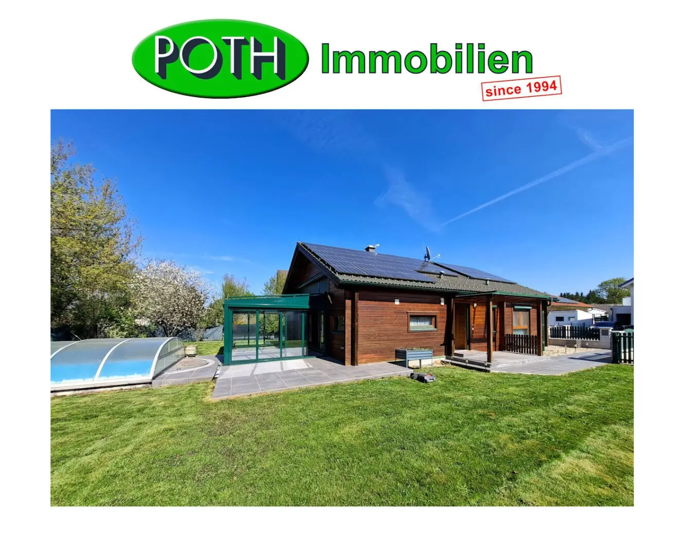 quietly located, fully basemented single-family house with pool, conservatory, heat pump, photovoltaic system, air conditioning, fiber optic connection and more