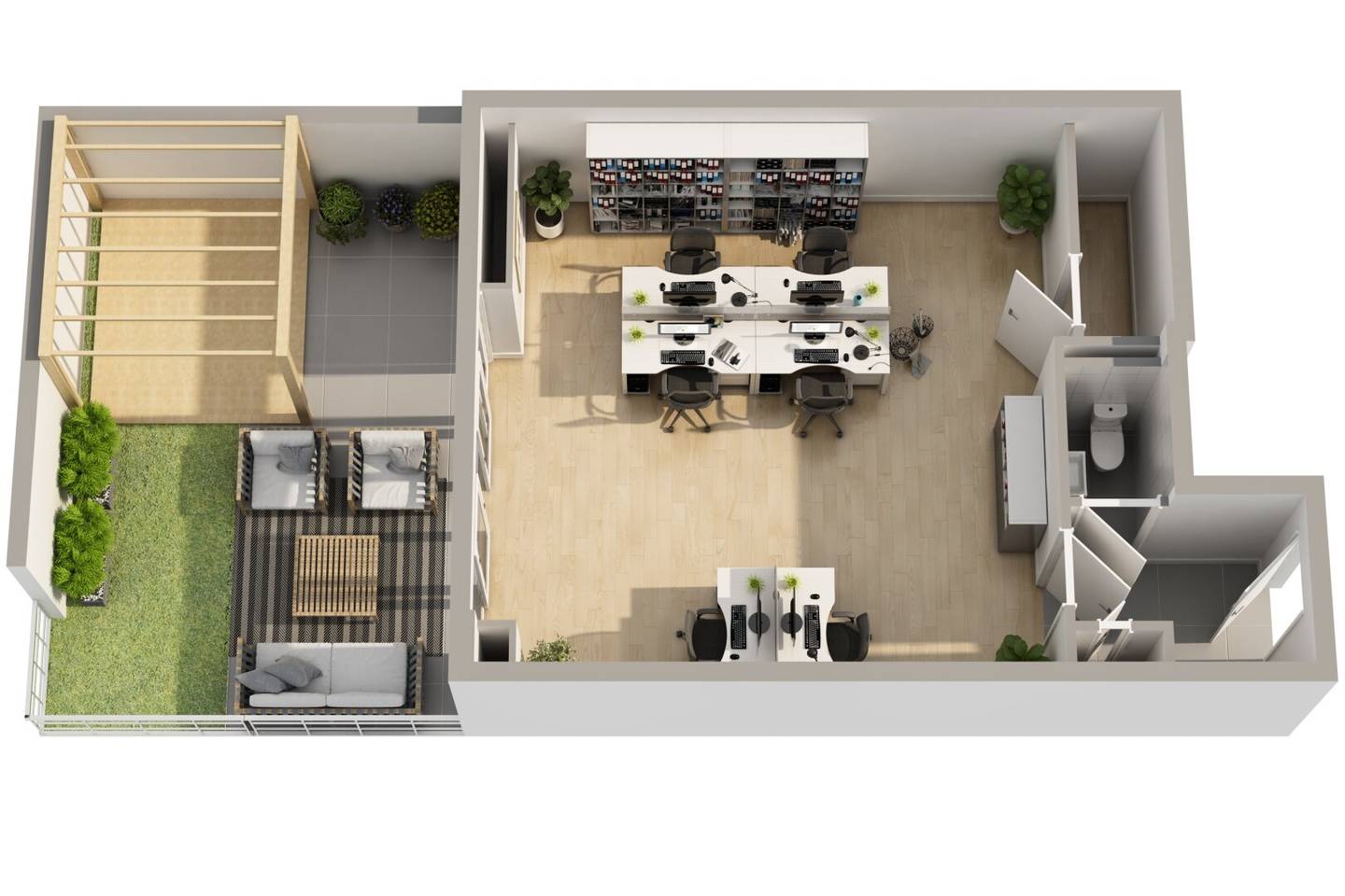 New Build Garden Office / Practice in Quiet Location Accessible Terrace with Pergola Garage Wien 12