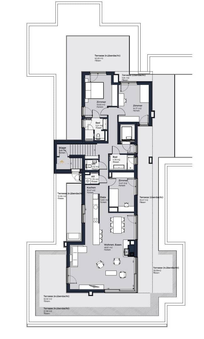 Luxus im Kühlen. - Ihr exklusives Penthouse mit 177 m² Dachterrasse mit grandiosem Weitblick. ERSTBEZUG.